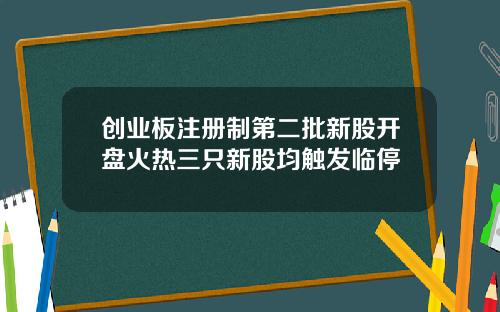 创业板注册制第二批新股开盘火热三只新股均触发临停