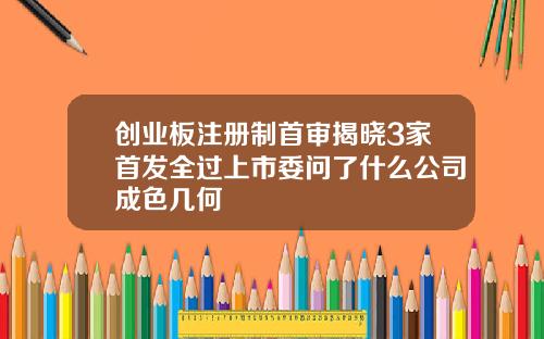 创业板注册制首审揭晓3家首发全过上市委问了什么公司成色几何