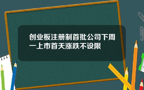 创业板注册制首批公司下周一上市首天涨跌不设限