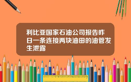 利比亚国家石油公司报告昨日一条连接两块油田的油管发生泄露