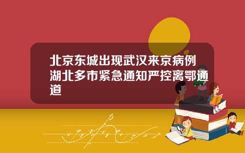 北京东城出现武汉来京病例湖北多市紧急通知严控离鄂通道