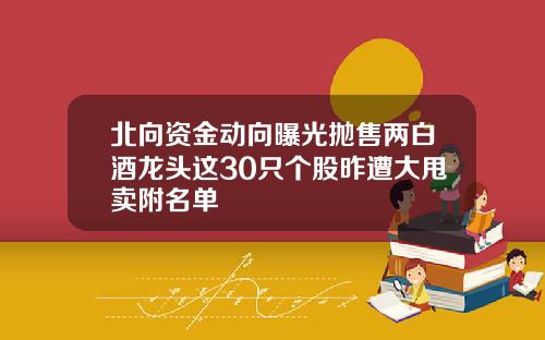 北向资金动向曝光抛售两白酒龙头这30只个股昨遭大甩卖附名单