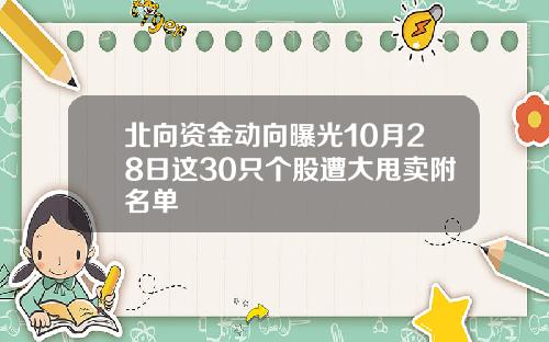 北向资金动向曝光10月28日这30只个股遭大甩卖附名单