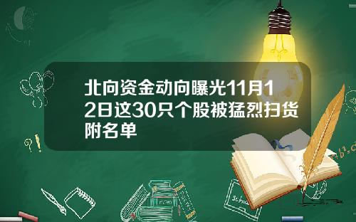 北向资金动向曝光11月12日这30只个股被猛烈扫货附名单