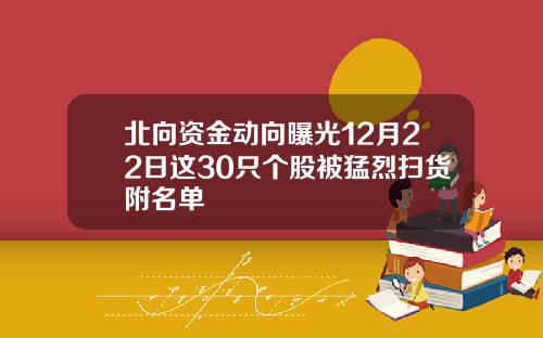 北向资金动向曝光12月22日这30只个股被猛烈扫货附名单
