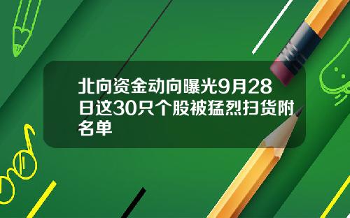 北向资金动向曝光9月28日这30只个股被猛烈扫货附名单