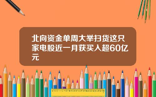 北向资金单周大举扫货这只家电股近一月获买入超60亿元