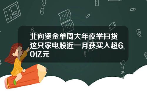 北向资金单周大年夜举扫货这只家电股近一月获买入超60亿元