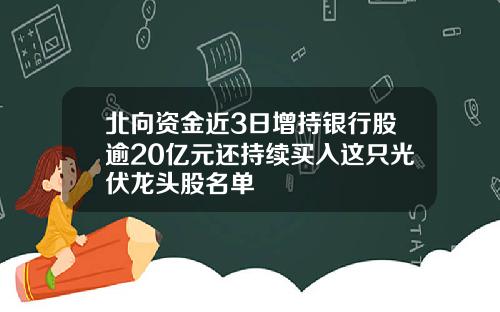 北向资金近3日增持银行股逾20亿元还持续买入这只光伏龙头股名单