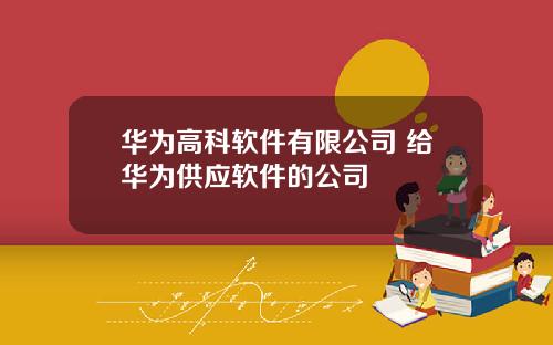 华为高科软件有限公司 给华为供应软件的公司