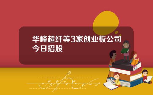 华峰超纤等3家创业板公司今日招股