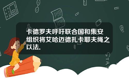 卡德罗夫呼吁联合国和集安组织将艾哈迈德扎卡耶夫绳之以法.