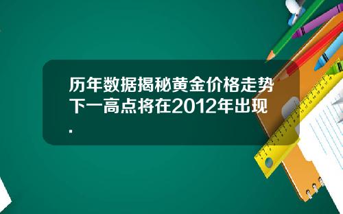 历年数据揭秘黄金价格走势下一高点将在2012年出现.