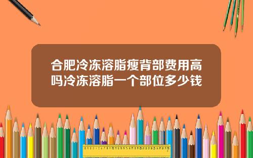合肥冷冻溶脂瘦背部费用高吗冷冻溶脂一个部位多少钱