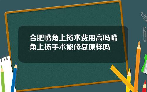 合肥嘴角上扬术费用高吗嘴角上扬手术能修复原样吗