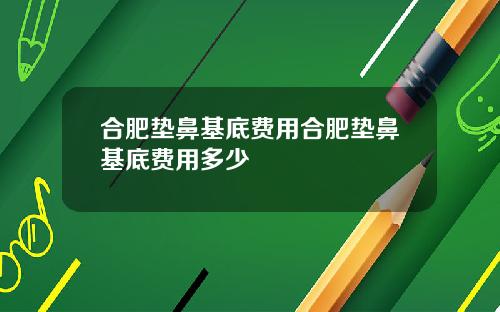 合肥垫鼻基底费用合肥垫鼻基底费用多少