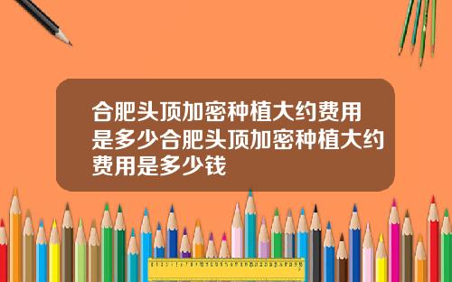 合肥头顶加密种植大约费用是多少合肥头顶加密种植大约费用是多少钱