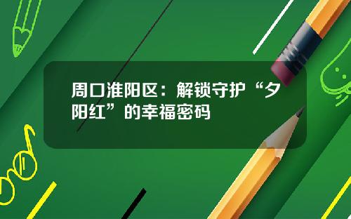 周口淮阳区：解锁守护“夕阳红”的幸福密码
