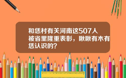 和恁村有关河南这507人被省里隆重表彰，瞅瞅有木有恁认识的？