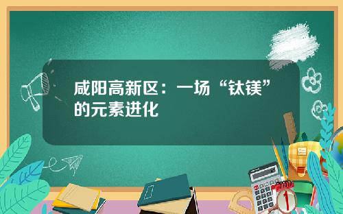 咸阳高新区：一场“钛镁”的元素进化