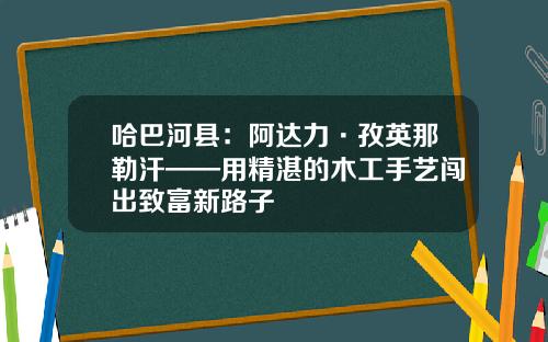 哈巴河县：阿达力·孜英那勒汗——用精湛的木工手艺闯出致富新路子
