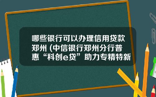 哪些银行可以办理信用贷款郑州 (中信银行郑州分行普惠“科创e贷”助力专精特新企业复工复产)