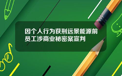 因个人行为获刑远景能源前员工涉商业秘密案宣判
