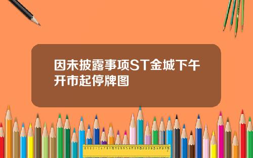 因未披露事项ST金城下午开市起停牌图