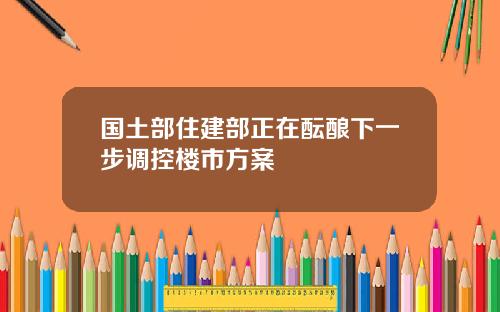 国土部住建部正在酝酿下一步调控楼市方案