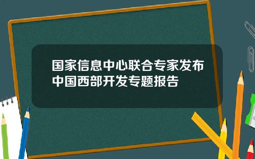国家信息中心联合专家发布中国西部开发专题报告