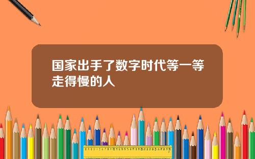 国家出手了数字时代等一等走得慢的人