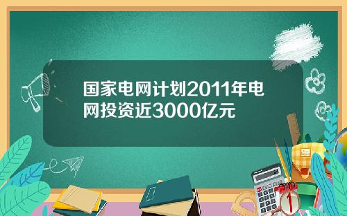 国家电网计划2011年电网投资近3000亿元