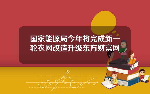 国家能源局今年将完成新一轮农网改造升级东方财富网