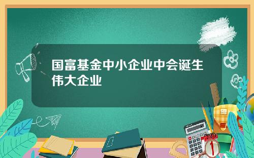 国富基金中小企业中会诞生伟大企业