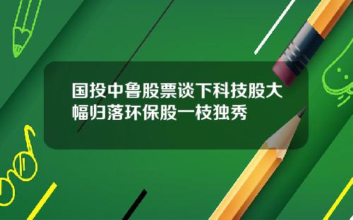 国投中鲁股票谈下科技股大幅归落环保股一枝独秀