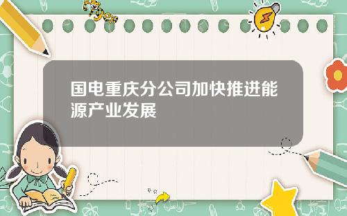 国电重庆分公司加快推进能源产业发展