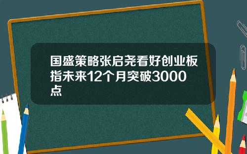 国盛策略张启尧看好创业板指未来12个月突破3000点