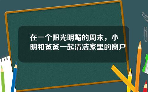 在一个阳光明媚的周末，小明和爸爸一起清洁家里的窗户