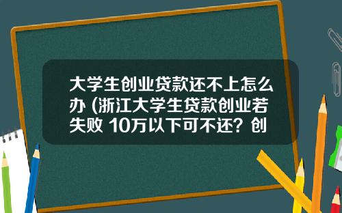 大学生创业贷款还不上怎么办 (浙江大学生贷款创业若失败 10万以下可不还？创业者应报之以琼瑶)