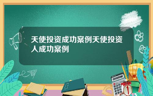 天使投资成功案例天使投资人成功案例