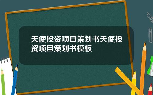 天使投资项目策划书天使投资项目策划书模板