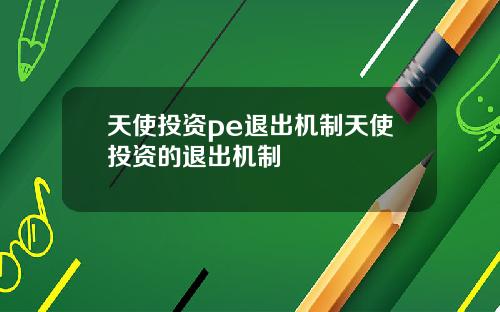 天使投资pe退出机制天使投资的退出机制