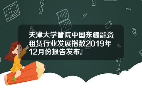 天津大学管院中国东疆融资租赁行业发展指数2019年12月份报告发布.