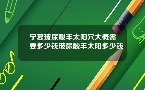 宁夏玻尿酸丰太阳穴大概需要多少钱玻尿酸丰太阳多少钱