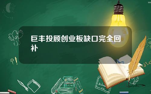 巨丰投顾创业板缺口完全回补