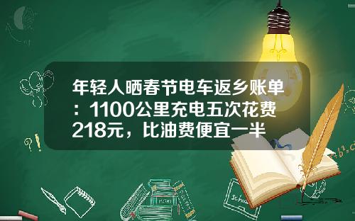 年轻人晒春节电车返乡账单：1100公里充电五次花费218元，比油费便宜一半