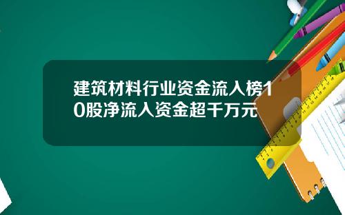 建筑材料行业资金流入榜10股净流入资金超千万元