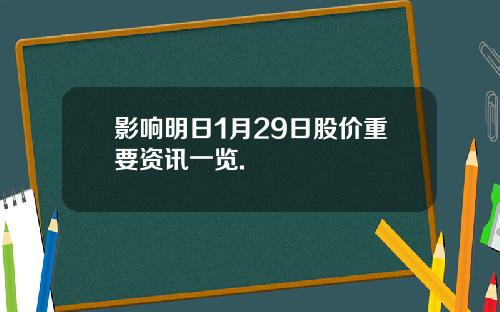 影响明日1月29日股价重要资讯一览.