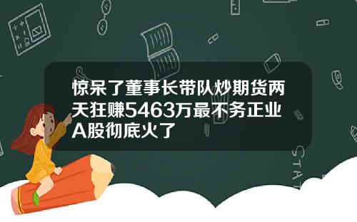 惊呆了董事长带队炒期货两天狂赚5463万最不务正业A股彻底火了