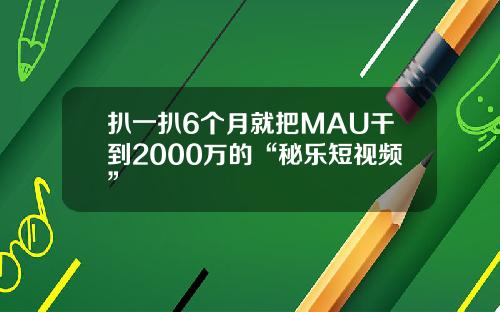 扒一扒6个月就把MAU干到2000万的“秘乐短视频”